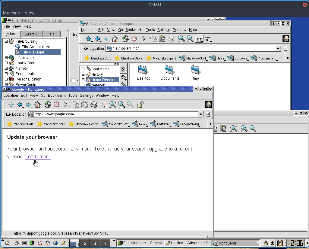 Konqueror Web Browser Test